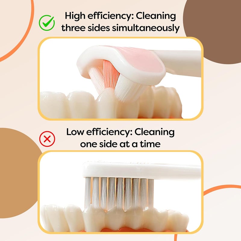 Trueocity Baby Toothbrush 12 Months and Up, Toddler Toothbrush, Extra Soft Toddler Toothbrushes 1-2 2-4, Toothhugger High Efficient 3 Sides,Infant Training Brush, 10,000 Ultra-Soft bristles (Apricot) - Image 5
